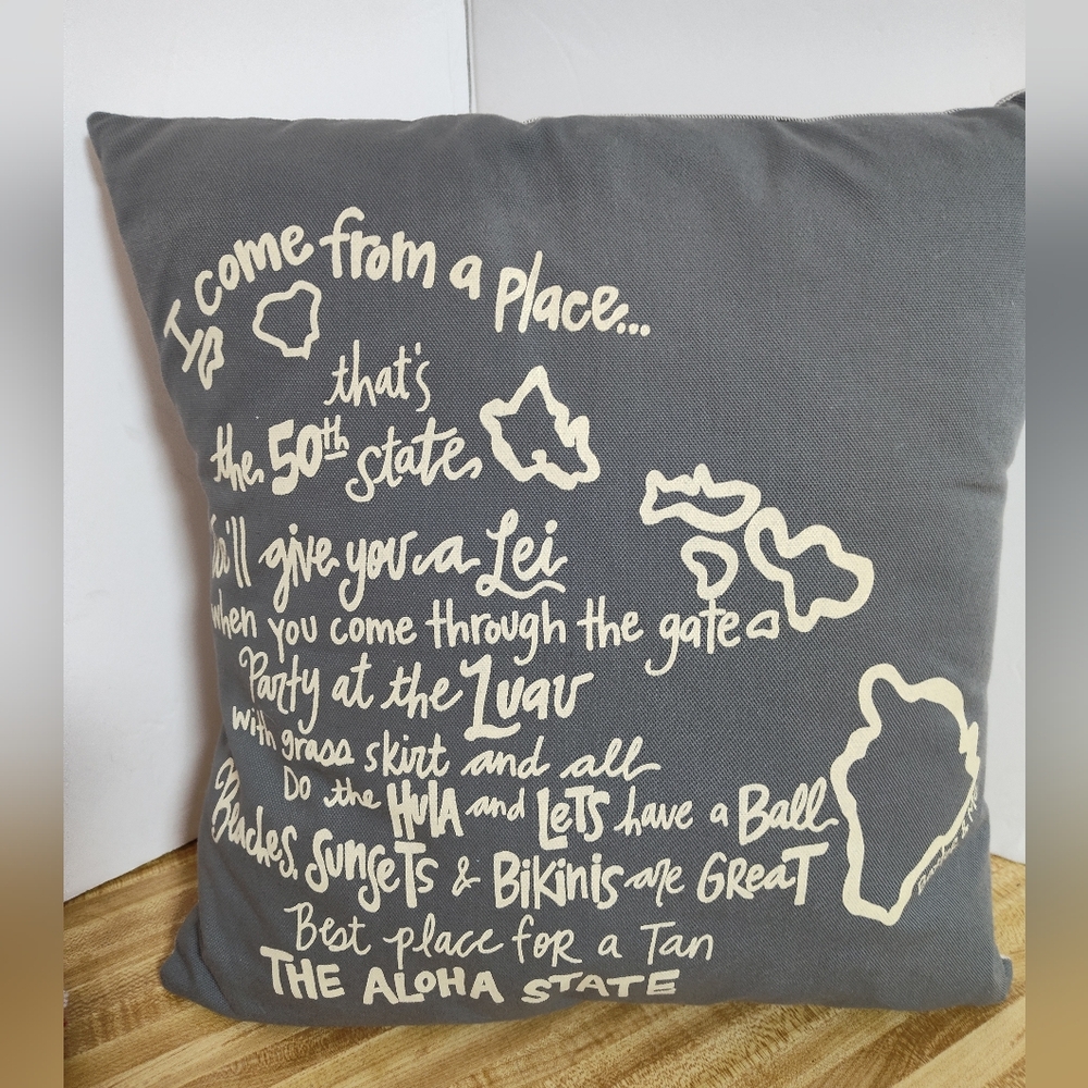 Southern Roots Home Hawaii Throw Pillow 50th State Down Blend Filled 14x16 Gift